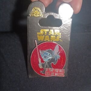 Disney Star Wars Stitch Pin with Red and Gold Details